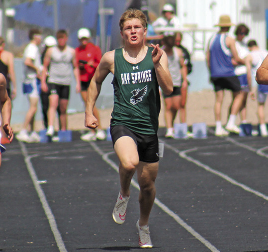 Photo by Jessica Mintken Senior Gage Mintken had a strong showing at the Alliance Invite, medaling in all four events he was placed into including the 100, 200, Triple Jump, and Long Jump.