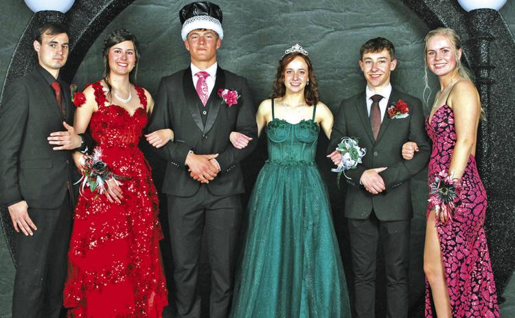 Photo by Bev Lee, Moments by Bev Hay Springs High School hosted their annual Prom festivities on Saturday, April 27. The theme was “A Night in Paris.” The royalty for the evening consisted of (L-R) Jarhett Anderson, Abbey Russell, Gage Mintken, Ava McKillip, Noah Kelly, and Alexa Tonjes. Minkten and McKillip were honored as King and Queen.