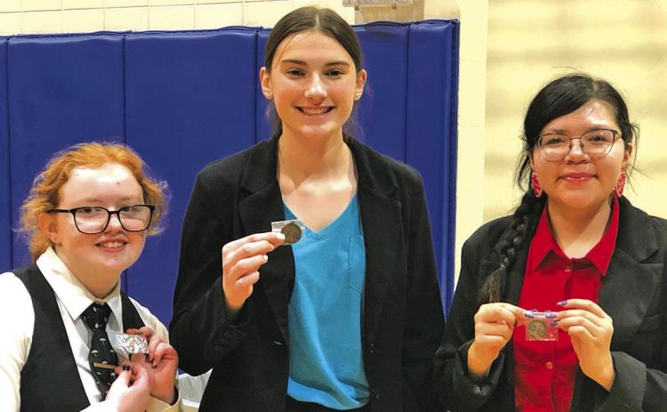 Courtesy Photo The Gordon-Rushville Speech Team traveled to Wallace for District Speech on Monday, March 11. All three competitors brought home medals. Placings were as follows: Haley Dane placed 6th in serious prose, Claire Wellnitz placed 4th in poetry and Ciara Carbajal placed 3rd in poetry. Carbajal punched her ticket with the 3rd place finish to compete in Kearney, Neb. at the State Speech Meet on Thursday, March 21.