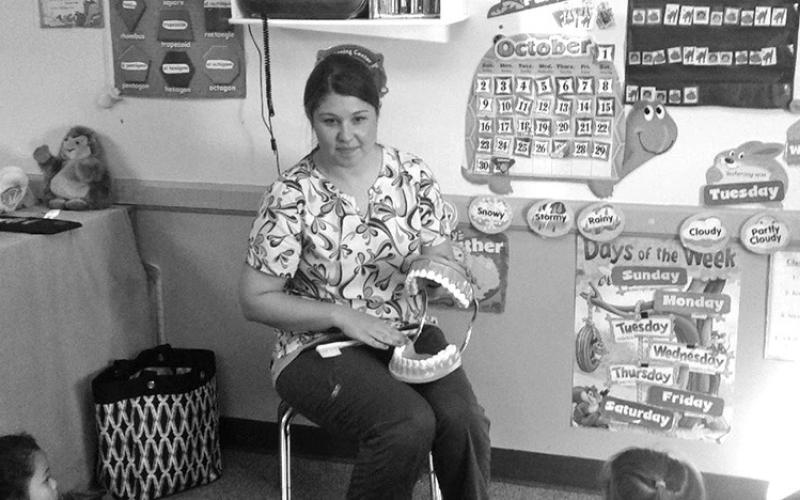 Courtesy Photo Kendra Lauruhn, RDH presenting PPHD’s Dental Health Program to area students.