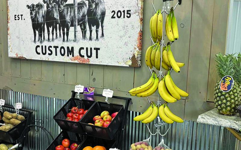 Photo by Heidi Beguin Jansen’s Custom Cut in Rushville is now providing more than just the high-quality meat products the citizens have come to know. Large coolers are now packed with milk, eggs, sour cream along with fresh fruit options.