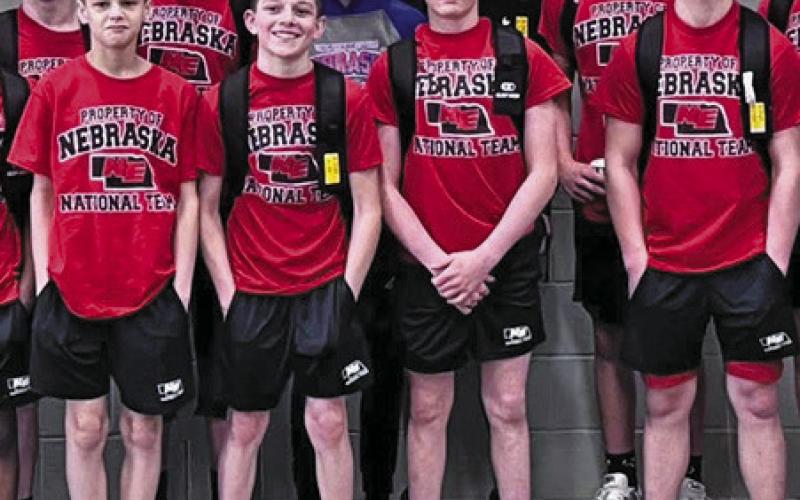 (Courtesy Photo) GRMS eighth grader Bryson Goings competed in the AAU Midwest National Duals in Des Moines, Iowa for Team Nebraska. The team finished third overall in the gold bracket with Goings posted a 5-3 record and received an All-American distinction for his efforts on the mat.