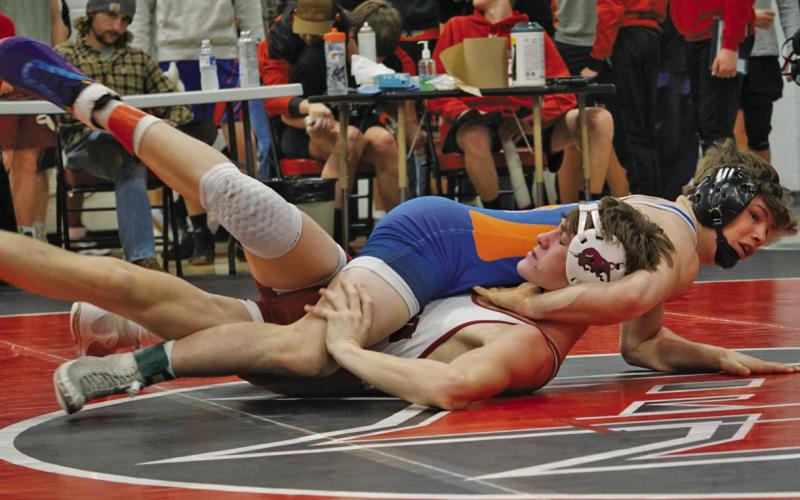 Photo by Michele Heck Junior Kyler Vincent is State bound for a third straight season in the 144 weight class.