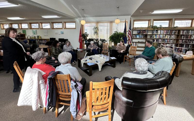 (Photo by Scott Bidroski) On Wednesday, March 19, Gordon resident Lisa Hare hosted a book signing and reading at the Gordon Library. Hare has written two books, which are currently for sale, she also read a chapter from another book she is currently working on.