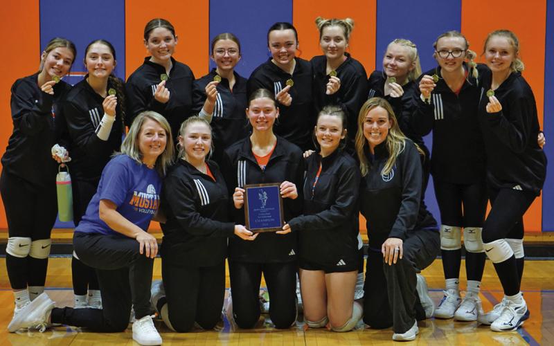 Photo by Michele Heck The Gordon-Rushville Volleyball team took home first place at their Invitational this past Saturday, September 14. The Mustangs finished the day with a perfect 3-0 record to take home the top prize.