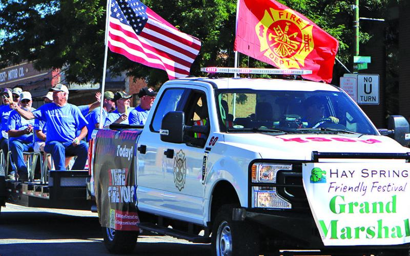 Photo by Scott Bidroski The Hay Springs Volunteer Fire Department were honored as the Grand Marshals of this year’s Friendly Festival.