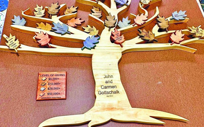 Courtesy Photo When you step into the Sheridan County History Center for the dedication on Saturday, July 4, this amazing piece of woodwork will be there to greet you. Rushville native Shane Kearns crafted it to recognize all those who contributed to the project.