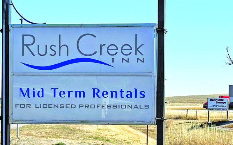 Photo by Heidi Beguin The new sign for Rush Creek Inn is now up on Highway 20 in Rushville. The new look lodging is set to provide an option for licensed workers for a longer term stay.