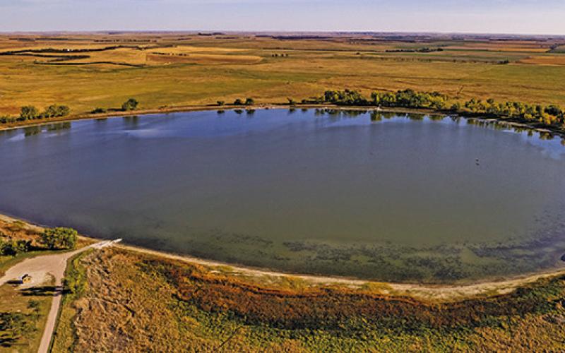 Photo by Justin Haag, Nebraska Game &amp;amp; Parks Pictured is an aerial view of Walgren Lake, which sits between Rushville and Hay Springs. Walgren has some great angling opportunities for Sheridan County residents.