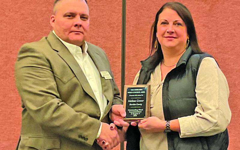 Courtesy Photo Sheridan County Weed Superintendent Melissa Grover received an award for Region 5 Superintendent of the Year for the State of Nebraska.