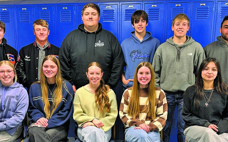 (Photo by Kim Campbell) The 2025 Gordon-Rushville Prom Court. Front row: (L-R) Rylie Shultz, Emma Martins, Rylie Barker, Delani Davis, and Iris Clark. Back row: (L-R) Kyler Vincent, Wyatt Feddersen, Ethan Bourne, Sam Gallant, Austin Child, and Toby Berndt. Not pictured: Katie Coomes.