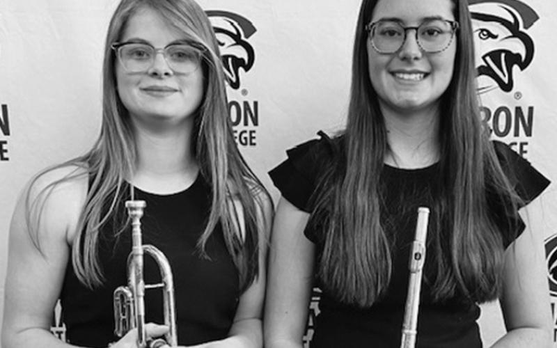 Courtesy Photo Abby Nelson (left) and Abigail Russell (right) participated in the High Plains Honor Band which was hosted by Chadron State College on February 5 &amp;amp; 6.