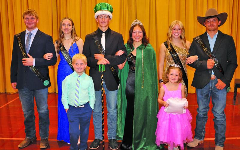 (Photo by Cindy Peters, Hay Springs Hip Hop) The 2026 Homecoming celebration is on in Hay Springs this week as the “Hawks got that beat!” The Coronation was held on Monday, September 21 and Riley Johnson and Alaina Raymer were crowned King and Queen. Evan Smith, Kya Binger, Reese Varvel, and Tripp Buettner were attendants along with Bryant Heiting and Kimber Martin.