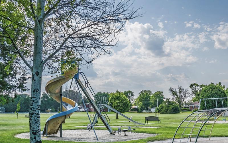 (Photo by Tim Liebermann) The infamous Curly Slide at Fairview Park, which was installed in 1975, was removed this past week due to safety concerns with the piece of equipment. The staple of Fairview Park will now look to be replaced in the near future.