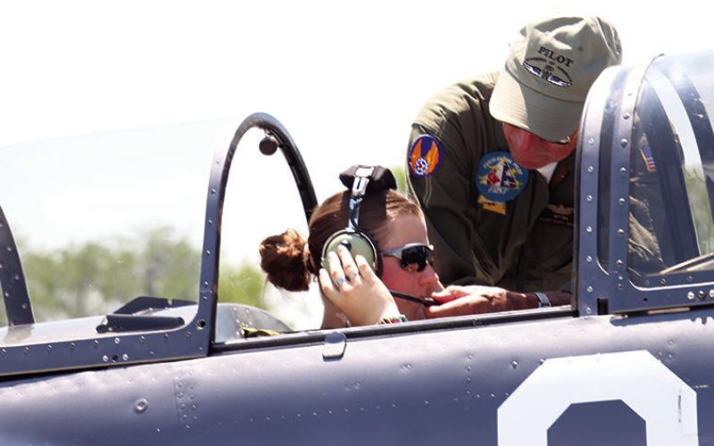 Photo by Lisa Hare Four people won free flights with Red Star pilots at Saturday’s Fly-In event in Gordon.