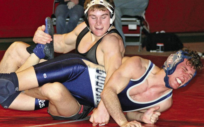 Chadron State College Photo Like most national champions, Brett Hunter dominated most of his opponents, including this one during a match in 2008-09, when Hunter was on his way to winning his second national title.