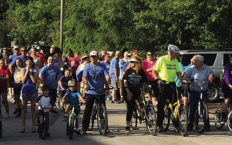 Courtesy Photo The starting line is full for the 4K on the 4th Memorial race in July of 2020. Participants can choose their mode of transportation for the race, whether it be biking, running, walking, or rolling.