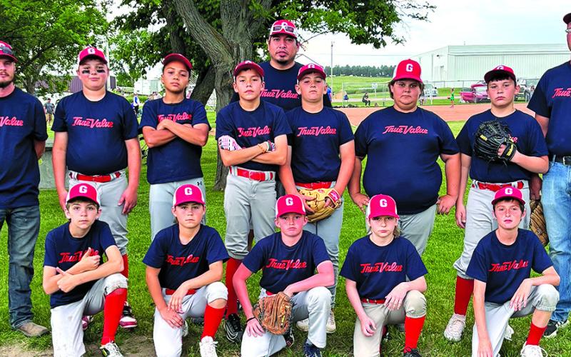 2024 True Value Gordon Cal Ripken Baseball team. Front row: (L-R) Logan Hoopes, Jackson Halverson, Bryson Goings, Ben Tesch-Wolkins, and Logan Leonard. Back row: (L-R) Coach Kevin Wolkins, Mason Kreitman, Eric Sampson, Mackson American Horse, Coach Emil American Horse, Koy Otte, Maysen Rosane, Keagan Sommers, and Coach Mike Kreitman. Not pictured: Daniel Charging Thunder and Jace Running Courtesy Photo