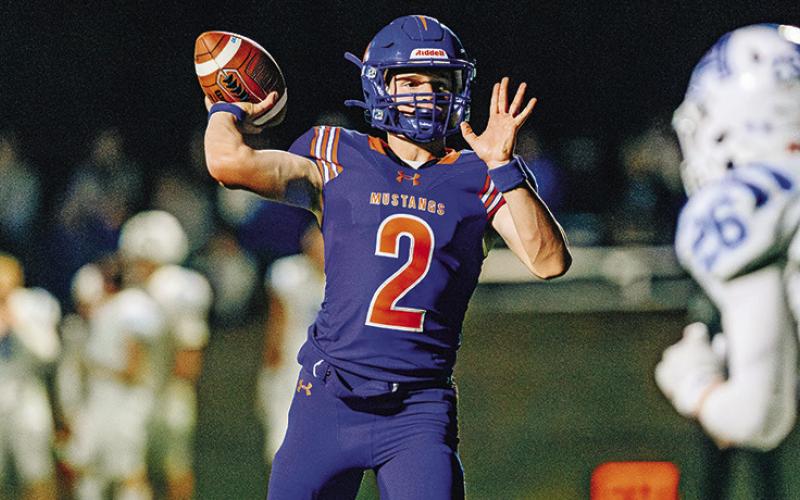(Photo by Morgan Meisenheimer) Senior Johnny Ziller fires a pass against the Alliance Bulldogs on Friday, August 28. Ziller finished with 262 yards and 2 touchdowns in the loss