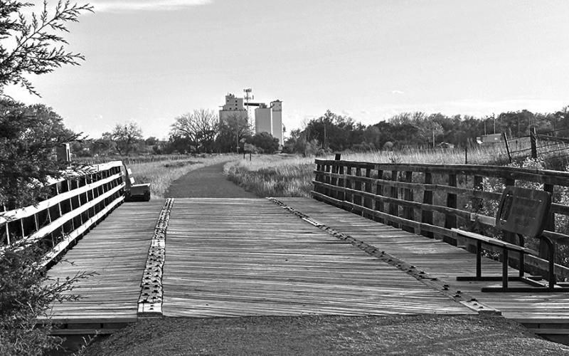 Photo by Heidi Beguin for the Flatwater Free Press The Cowboy Trail project involves transforming an old rail line into a hiking and biking trail. The finished segments of trail, which add up to more than 200 miles, include bridges like this one west of Gordon.