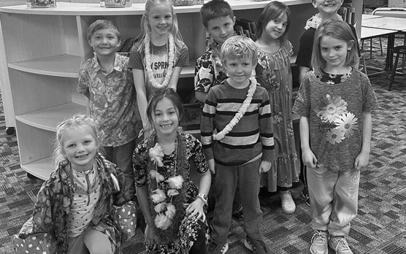 Courtesy Photo The Hay Springs First Graders dressed up for Hawaiian day during National FFA Week.