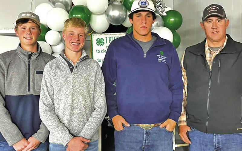 Courtesy Photo New 4-H Council members were elected at the Achievement Banquet. For the youth, Luke Laws, Jaxon Kearns, and Lain Tausan were elected. For the adults, Chet Tausan was selected. Kynsleigh Krebs, Brandon Kancik, and Kaleigh Krebs were also added to the Council but not pictured.