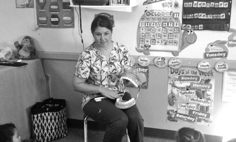 Courtesy Photo Kendra Lauruhn, RDH presenting PPHD’s Dental Health Program to area students.