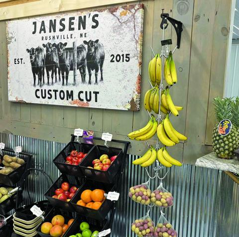Photo by Heidi Beguin Jansen’s Custom Cut in Rushville is now providing more than just the high-quality meat products the citizens have come to know. Large coolers are now packed with milk, eggs, sour cream along with fresh fruit options.