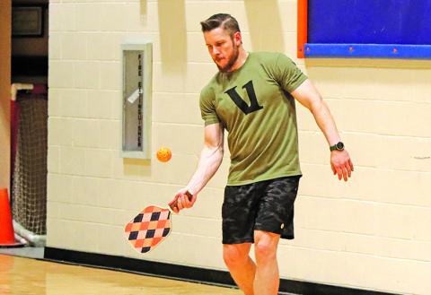 Photo by Scott Bidroski Gordon resident Cornelius Ray returns a serve during a recent Pickleball contest. The Gordon NE Pickleball Club hosts anyone who wants to play the sport on Wednesday evenings at Gordon-Rushville High School at 6 p.m.