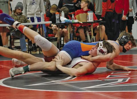 Photo by Michele Heck Junior Kyler Vincent is State bound for a third straight season in the 144 weight class.