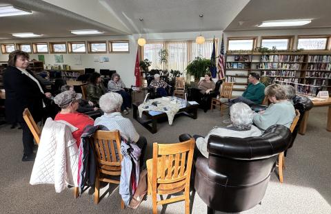 (Photo by Scott Bidroski) On Wednesday, March 19, Gordon resident Lisa Hare hosted a book signing and reading at the Gordon Library. Hare has written two books, which are currently for sale, she also read a chapter from another book she is currently working on.