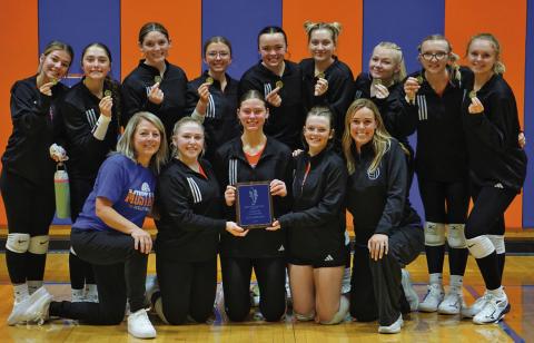 Photo by Michele Heck The Gordon-Rushville Volleyball team took home first place at their Invitational this past Saturday, September 14. The Mustangs finished the day with a perfect 3-0 record to take home the top prize.