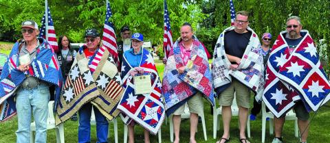 Courtesy Photo Six Veterans were honored on Sunday, June 16 at Bernard Ganshert’s home in Gordon. Those honored included: (L-R) US Army Pat Reddy, USAF Bernard Ganshert, USAF Lola Ganshert, USAF Chris Ganshert, US Navy Scot Ganshert, and USAF Eric Ganshert.