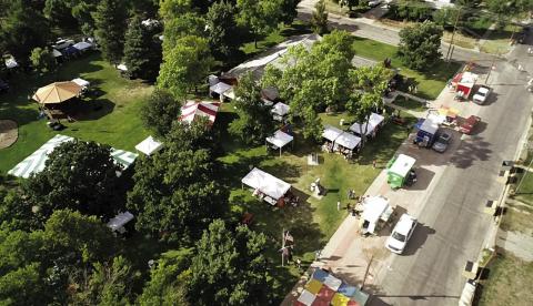 Photo by Scott Bidroski A view from above of the 40th edition of the Willow Tree Festival. Performers, vendors, and residents of the Panhandle descended upon Winship Park for the two day Festival this past weekend, September 14 &amp; 15.