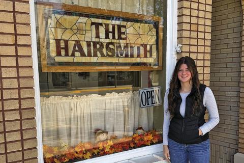 Photo by Scott Bidroski Ileigh Hunter, freshly graduated from the College of Hair Design, has returned to Main St. in Gordon to join Susan Elwood at the Hairsmith.