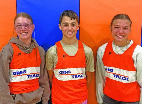 Courtesy Photo This trio consisting of (L-R) Kennedy Kearns, Khai Janssen, and Brittney Dehning set both school and Western Trail Conference records during the meet in Morrill, Neb. on Thursday, April 17.