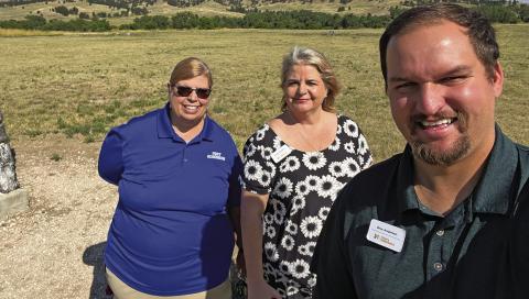 Courtesy Photo Broc Anderson (right) takes a photo with Nebraska State Historical Society Site Manager Sandy Wounded Arrow (left) and Lezlee Williams, Executive Assistant to the NSHS Director, during a recent trip to Fort Robinson State Park in the Panhandle of Nebraska.