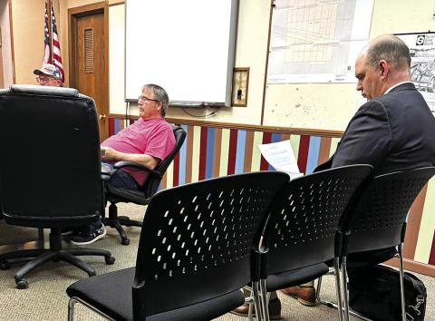 Photo by Heidi Beguin Dan Skavdahl, seated on the right, was selected to take over duties at the Hay Springs City Attorney during the March 12 meeting. Skavdahl’s office is based in Chadron.