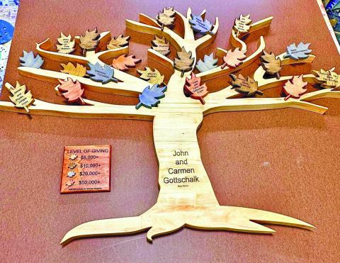 Courtesy Photo When you step into the Sheridan County History Center for the dedication on Saturday, July 4, this amazing piece of woodwork will be there to greet you. Rushville native Shane Kearns crafted it to recognize all those who contributed to the project.