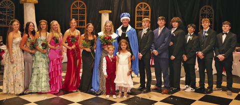 (Photo by Amanda Hotz) Gordon-Rushville High School hosted it’s 2026 Prom on Saturday, April 11. The theme for this year was “A Night on the Ship of Dreams.” Seniors Marlee Keracik and Jaxon Kearns were crowned Queen and King respectively. Pictured in the photo include: Homecoming Queen Amara Funk, Kylie Goings, Lindsey Simonson, Taylor Gieselman, Claire Wellnitz, Reese Simonson, Keracik, Kearns, Hunter Brewer, Turner Anderson, Seth Mills, Elijah Ross, Daniel Martins, and Homecoming King Johnny Ziller.