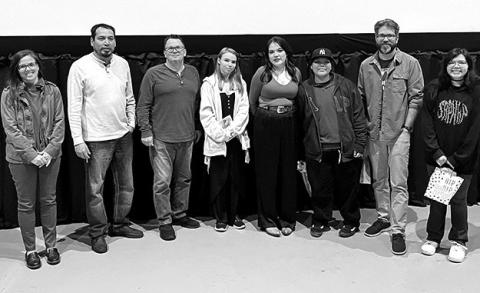 Courtesy Photo A small group met at the Gordon Theatre for an Open Mic Poetry Reading hosted by Aliyah American Horse on Sunday, February 18. Prizes were awarded to Leon White, Ciara Carbajal, and David Morris for their readings.