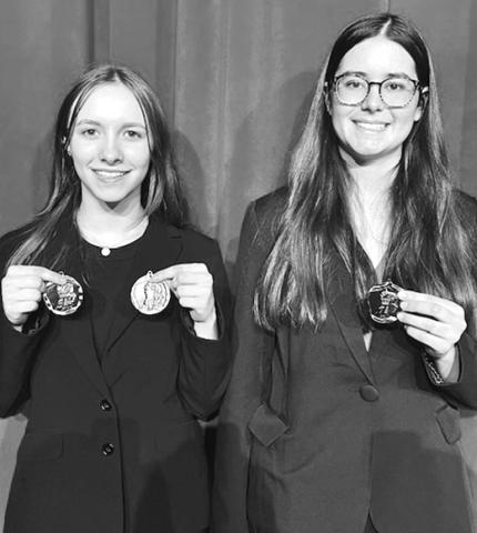 Courtesy Photo Two Hay Springs Hawks had a good showing at the Chadron Speech Meet on Saturday, February 3. Abigail Russel place second in Persuasive and Aubry Anderson placed third in serious prose and fourth in persuasive. The Hawk Speech team will compete at their conference meet on Wednesday, February 7 in Hemingford and then at the Gordon-Rushville Speech Meet on Saturday, February 10.