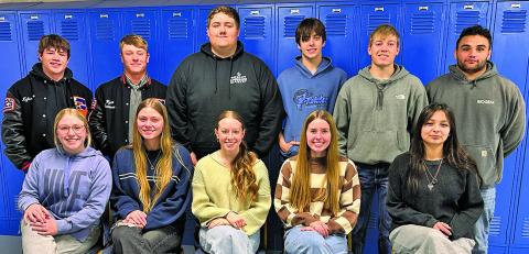(Photo by Kim Campbell) The 2025 Gordon-Rushville Prom Court. Front row: (L-R) Rylie Shultz, Emma Martins, Rylie Barker, Delani Davis, and Iris Clark. Back row: (L-R) Kyler Vincent, Wyatt Feddersen, Ethan Bourne, Sam Gallant, Austin Child, and Toby Berndt. Not pictured: Katie Coomes.