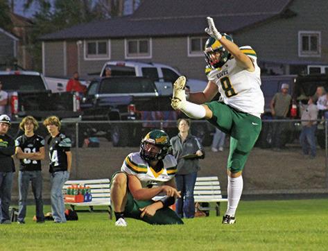 Photo by Jessica Mintken Senior Hunter McDonald boots one through the uprights against Creek Valley on Friday, September 20. The Hawks would win the contest convincingly, 81-6.