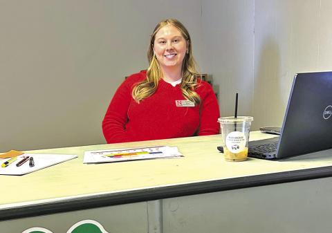 Courtesy Photo Caitlin Roes, pictured in her Rushville office, has been named the new Rural Prosperity Educator for the Nebraska Extension. Roes will spend time in Sheridan County along with multiple other counties across the Panhandle in her role.