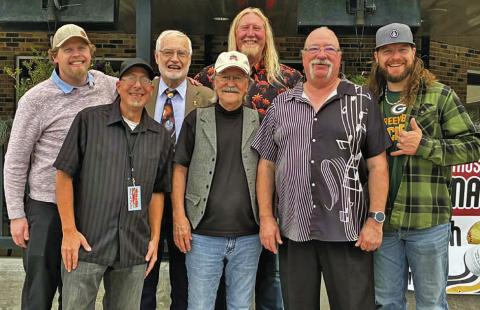(Courtesy Photo) Several musicians from the Panhandle, along with Gordon resident George Meng, were honored during the 2025 Nebraska Music Hall of Fame induction event. Those pictured include: (L-R) Jerick Victory, Matt Casey, Norm Martin, Bill Wilber, John Victory, George Meng, and Karston Victory.