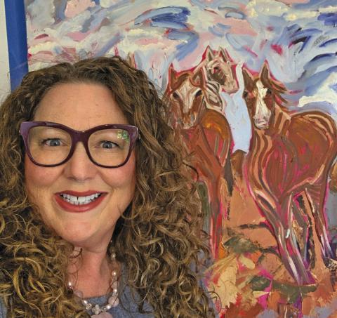 (Courtesy Photo) The painting Diamond in the Rough features a cowboy hat with a Sandhills scene behind. Looking closely reveals a 100 year old Cherry County map with the Sandhills in the background.