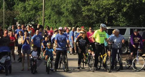 Courtesy Photo The starting line is full for the 4K on the 4th Memorial race in July of 2020. Participants can choose their mode of transportation for the race, whether it be biking, running, walking, or rolling.
