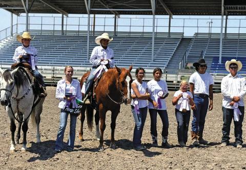 Photo by Courtney Ostrander The winners from the Sheridan County 4-H Horse Show show off the ribbons following their competition on Saturday, July 13.