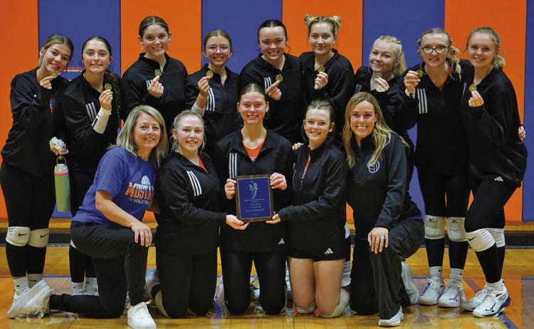 Photo by Michele Heck The Gordon-Rushville Volleyball team took home first place at their Invitational this past Saturday, September 14. The Mustangs finished the day with a perfect 3-0 record to take home the top prize.